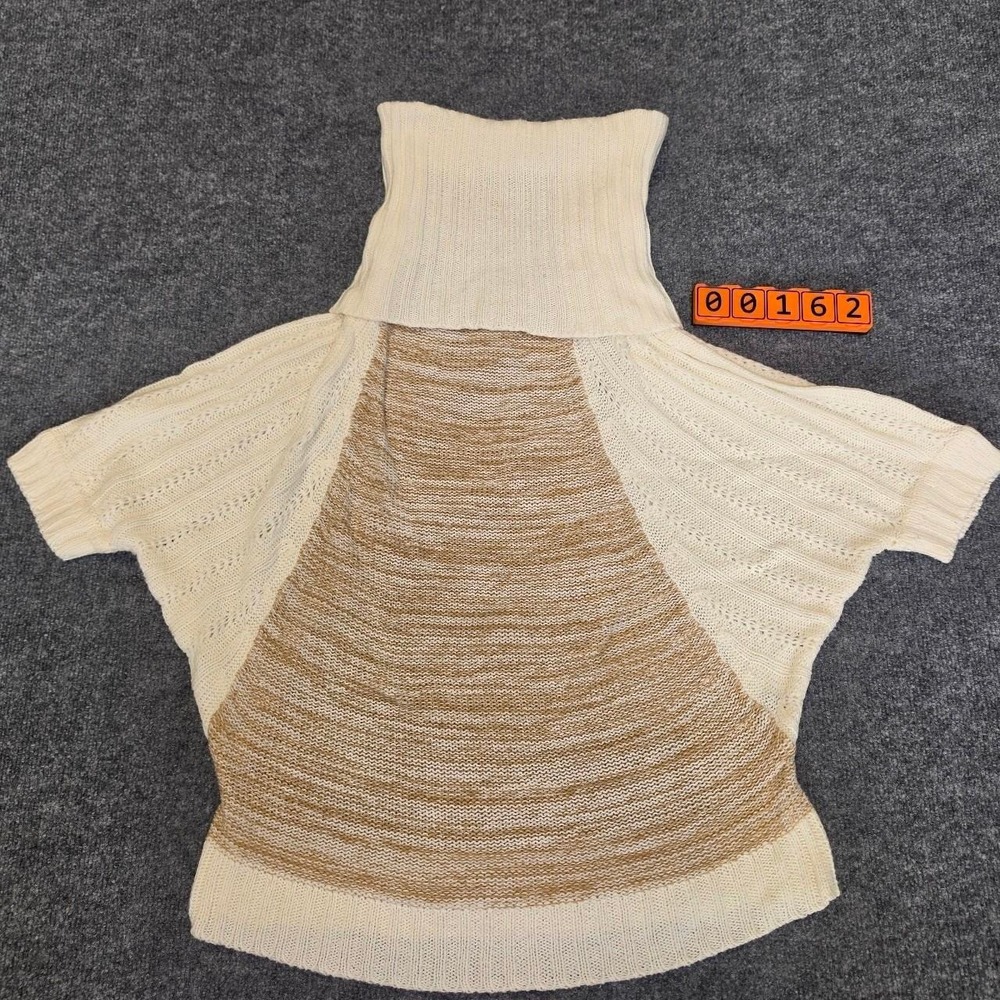 De Rotchild cream & tan knit long neck sweater with a boho vibe, size L